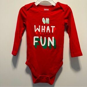 Red Christmas 24mo 'Oh What Fun' Long Sleeve Onesie Baby Toddler Holiday Winter